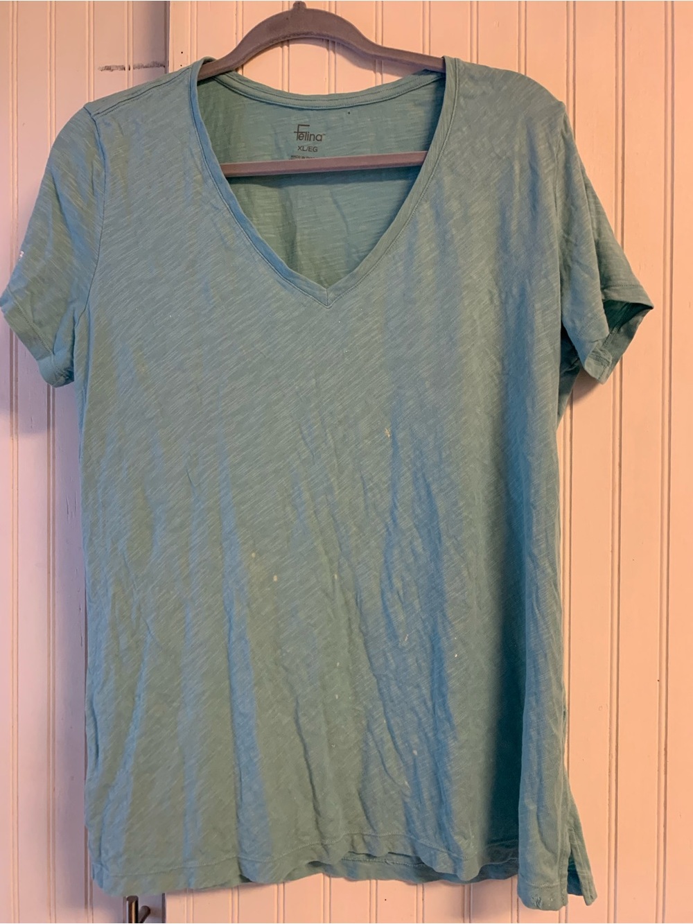 Felina Short Sleeve V-Neck Tee in Seafoam Green